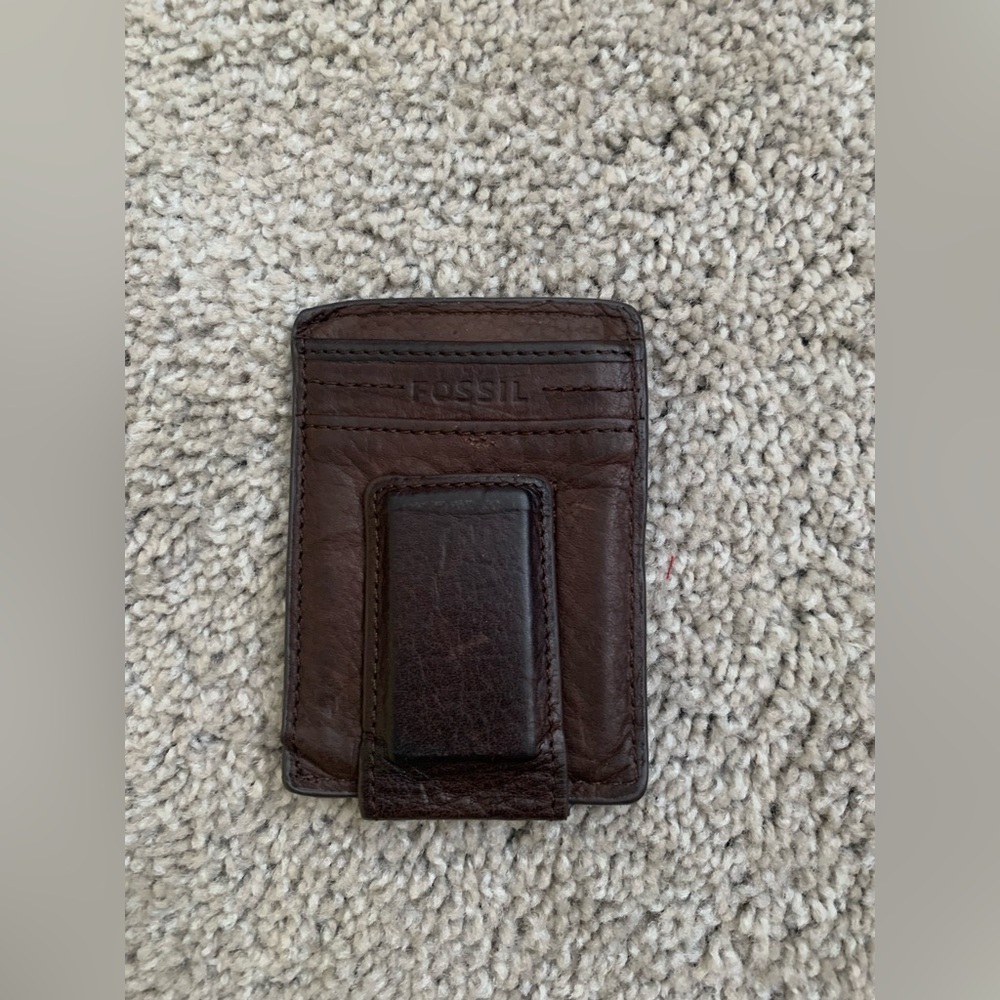 Fossil Dark Brown Leather Money Clip